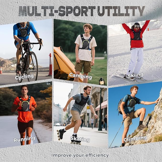 Running Hydration Vest Backpack Chest Bag with 800 ML Water Bladder, Minimalist Lightweight Running Vest for Women Men with Phone Holder, Extra Storage for Hiking Cycling Marathon