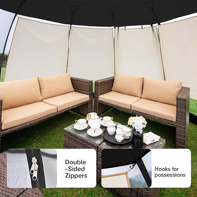 Alvantor Screen House Gazebo, 6-10-15 Person Pop Up Igloo Screened Canopy Tent with Mosquito Netting Sides, Instant UV Resistant Sun Shelter for Garden, Patio, Backyard