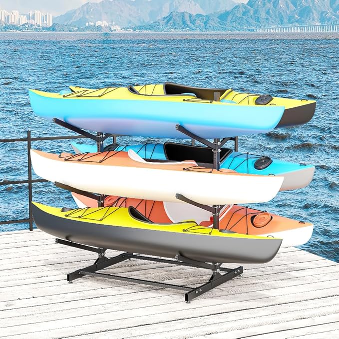 Kayak Storage Rack, Heavy-Duty Metal Kayak Storage Rack Adjustable Freestanding Kayak Stand, Canoe and Paddleboard Kayak Rack for Indoor & Outdoor Use