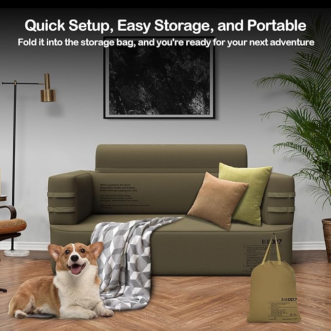 Inflatable Couch Multifunctional Durable Inflatable Sofa with Built in Pump Inflatable Furniture Portable Blow Up Couch for Camping Backyard Outdoor Glamping Inflatable Chair Movie Loveseat