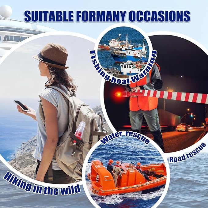 Boat Flares (3-Pack) - US Coast Guard Approved Marine Emergency Flares, Waterproof & Visible up to 10 Miles, Day/Night Use for Boating, Fishing Nets, Life Rafts & Buoys - Red Aerial & Handheld Signals