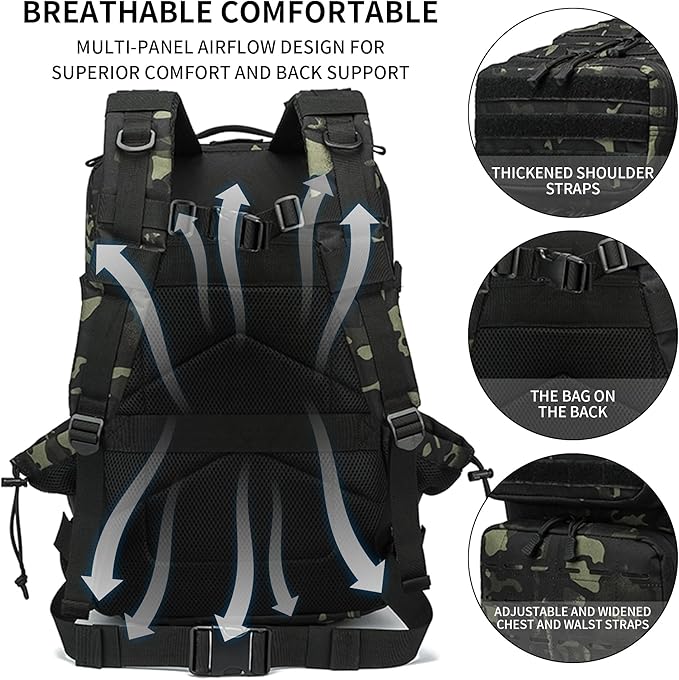 Military Tactical Backpack 45L/25L 3 Day Assault Pack Molle Daypack Hiking Backpack for Men and Women