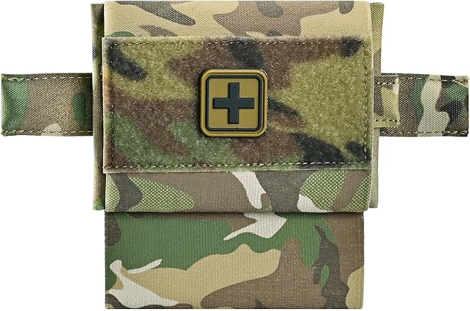 2-in-1 Micro Med Kit Med Pouch Tactical Mini First Aid Pouch Empty Small IFAK Pouch Compact Med Pouch EDC Bag with Tourniquet Holder |MOLLE Belt IFAK Micro Trauma Kit Pouch