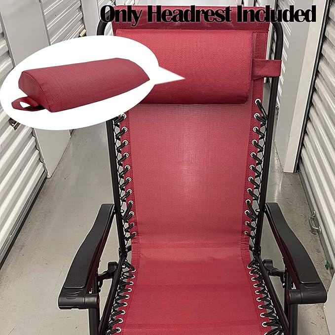 Ostlttyn Zero Gravity Chair Replacement Pillow Headrest with Elastic Band, Universal Soft Removable Padded Cushion Head Pillow for Zero Gravity Lounge Chair, Folding Patio Lawn Recliner Chair, Red