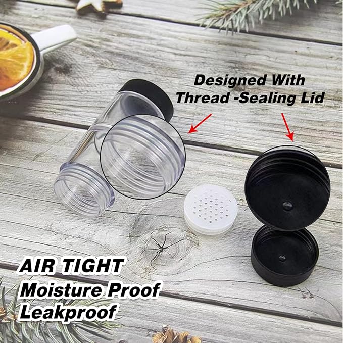 Sunmei Salt and Pepper Shakers Moisture Proof Set, 2-in-1 Portable Spice Shaker with Airtight Lid, Perfect for Camping Kitchen, Travel, Car Camping, RV, Outdoors, Backpack, BBQ Picnic, Lunch Boxes