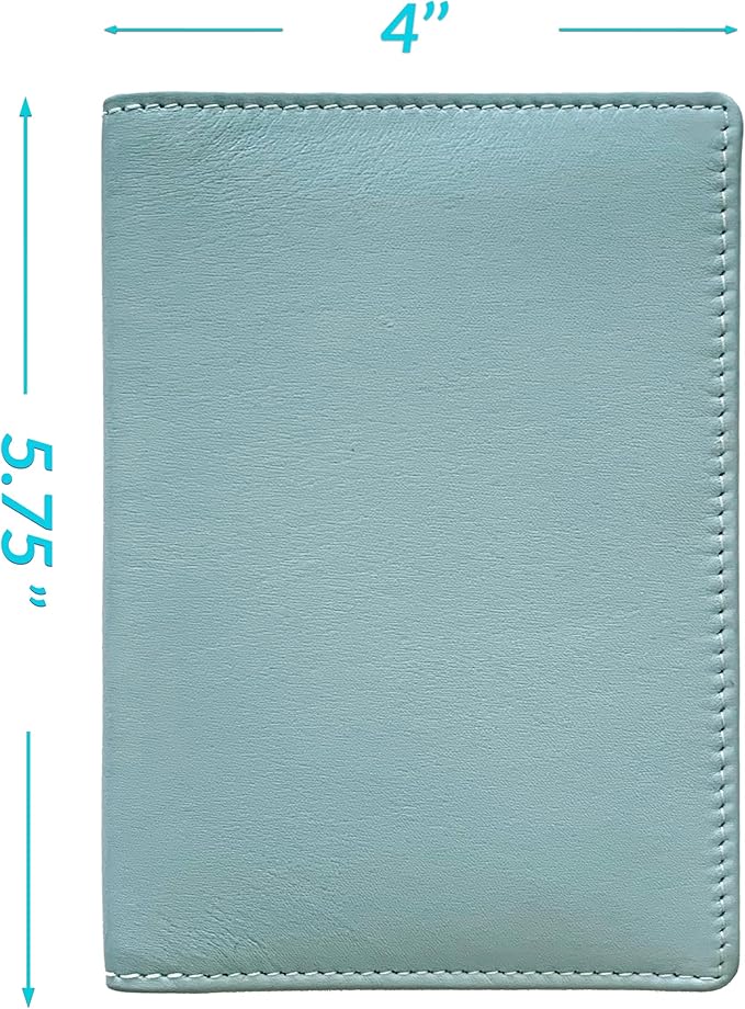 Personalized Monogrammed Chambray Leather RFID Passport Wallet and 2 Luggage Tags