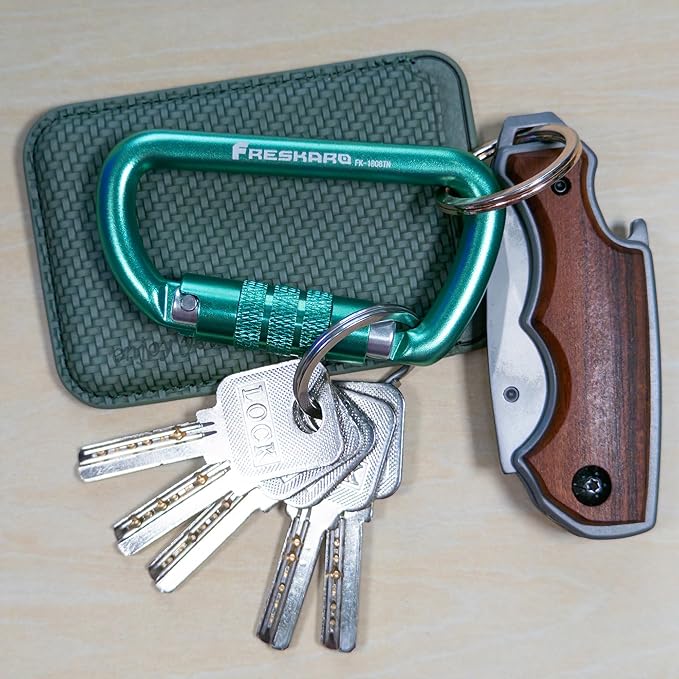 FresKaro 3inch 12kN-2698lbs Auto Locking Carabiner Clips, Solid D Shape, Heavy Duty 7075 Aluminum, Lightweight 1.09oz, Rust Proof, for Hammock, Hiking, Dog Leash, Keychain etc., Multi-Colors