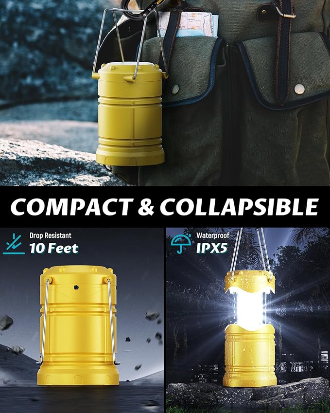 Lichamp 4 Pack LED Camping Lanterns, Battery Powered Camping Lights LED Collapsible Flashlight Portable Emergency Supplies Kit, A4YL
