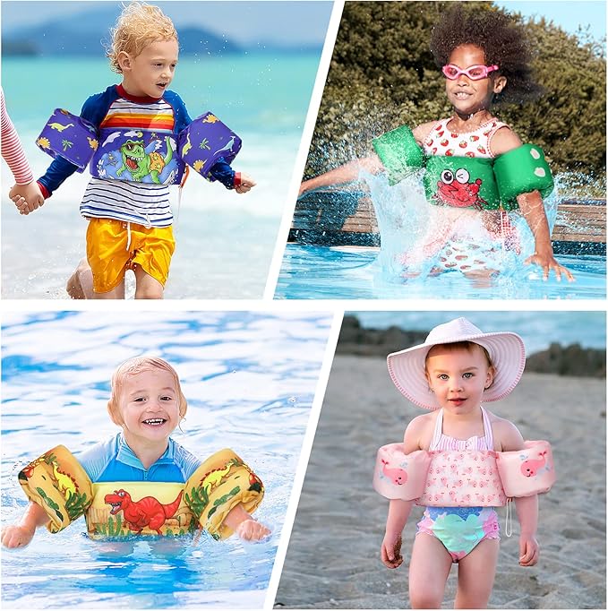 MoKo Toddler Swim Vest for Kids 20-50lbs, Lovely Cartoon Swimming Wings Pool Floats Sleeve Children Swim Arm Band Water Sports Learning Swim Training Equipment, Pink Whale