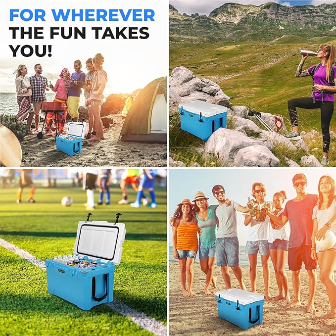 SereneLife Ultra-Tough 25-75 Quart Rotomolded Cooler Box, Holds Upto 64 Cans, Keeps Ice Up to 5 Days, Heavy-Duty Insulated Portable Ice Chest Box, Ideal for Camping, Beach, Picnics, Tailgating, etc