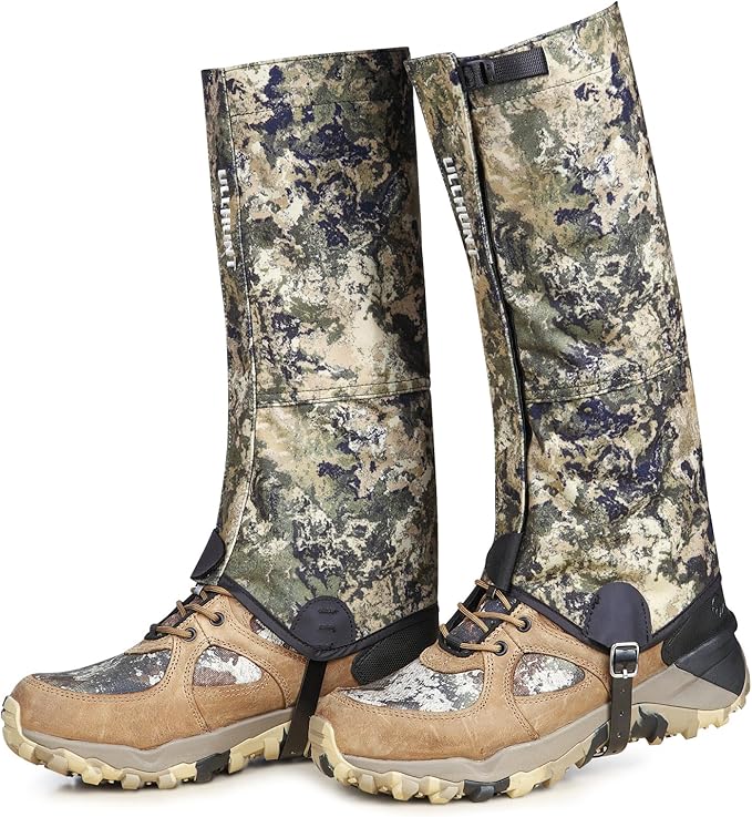 QOGIR Hunting Gaiters Boot Gaiters: Durable Leg Gaiters for Hunting, Waterproof Hiking Gaiters with Upgraded Rubber Foot Strap, Adjustable Snow Boot Gaiters for Hiking, Hunting, and More
