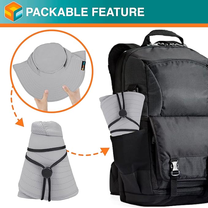 SUN CUBE Wide Brim Sun Hat with Neck Flap, UPF50+ Hiking Safari Fishing Hat for Men Women, Sun Protection Beach Hat