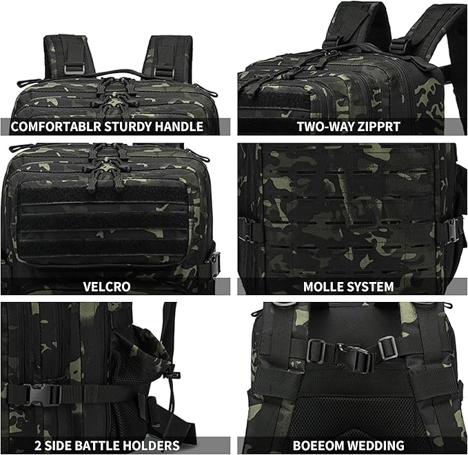 Military Tactical Backpack 45L/25L 3 Day Assault Pack Molle Daypack Hiking Backpack for Men and Women