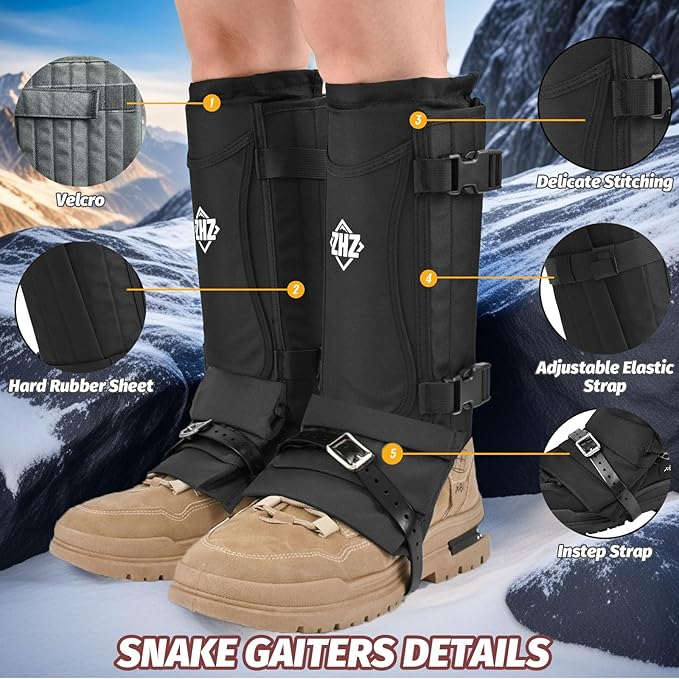 ZHZ Snake Gaiters Durable Waterproof Snake Chaps Lower Legs Protection,Snake Guards with Adjustable Size for Men & Women,Used for Hunting,Hiking and Farm Work