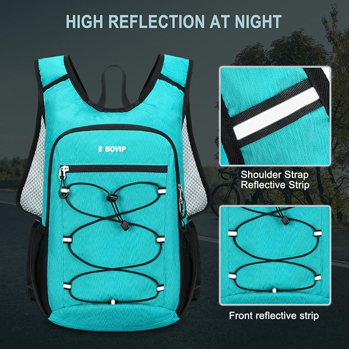 BOVIP Lightweight Hydration Back,15L Multipurpose Hiking Backpack with 1.5L Water Bladder ,Hydro Water Daypack for Cycling Hiking Rave for Men Women