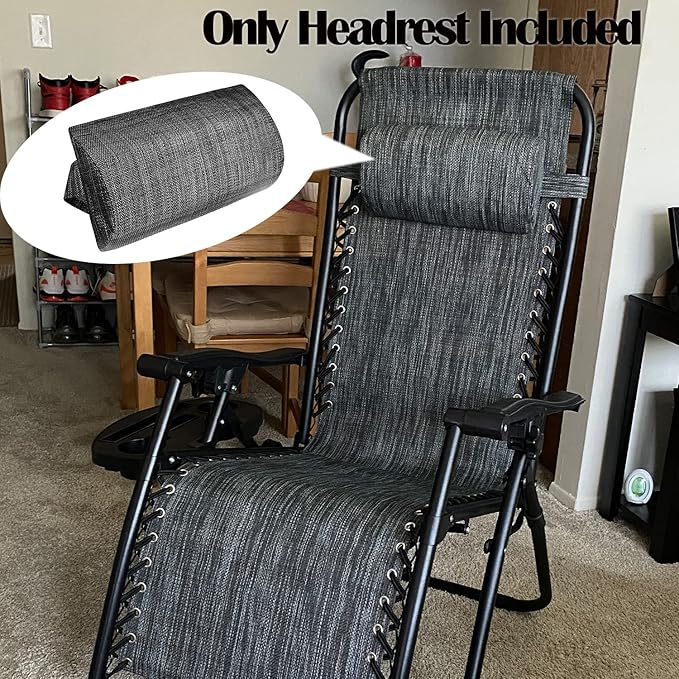 Ostlttyn Zero Gravity Chair Replacement Pillow Headrest with Elastic Band, Universal Soft Removable Padded Cushion Head Pillows for Zero Gravity Lounge Folding Patio Lawn Recliner Chairs, Grey
