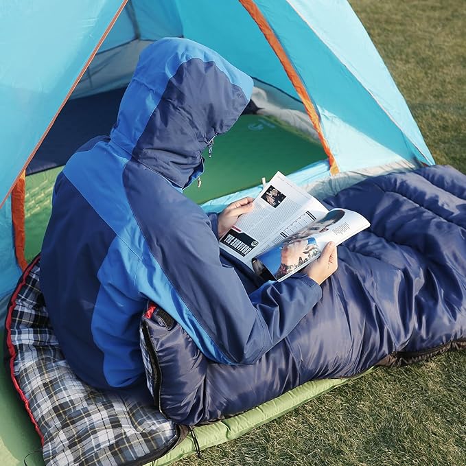 REDCAMP Cotton Flannel Sleeping Bag for Camping Backpacking, Adults Cold Weather Envelope Sleeping Bags with 2/3/4/6lbs Filling