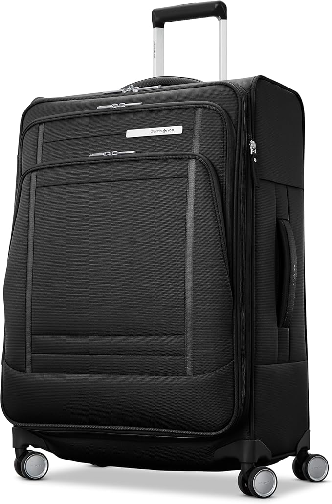 Samsonite UpLIFT Lightweight Medium Checked Softside Luggage with Spinner Wheels - Expandable - Airline-Approved, Polyester Soft Suitcase for Ultra Light Travel - Black