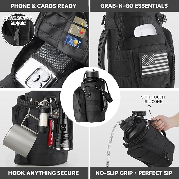 KXIAOCHEN Insulated Water Bottle, Stainless Steel Water Bottle, 2 Lids (Straw and Handle Lid),Wide Mouth Metal Water Bottles Keep Hot and Cold, Double Walled, Thermo Mug, Metal Canteen