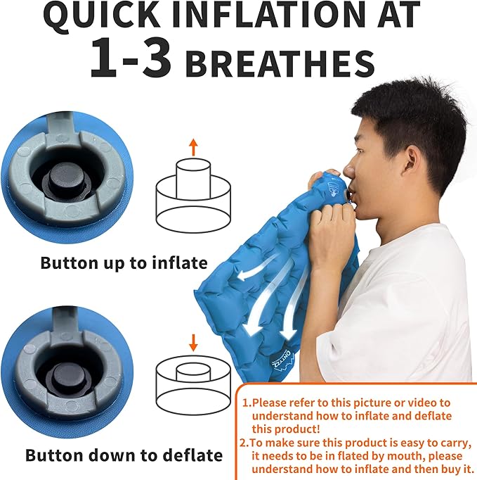 ONTYZZ Inflatable Seat Cushion Lightweight Stadium Seat Pad Travel Air Seat Cushion for Hiking Office Airplane Stadium Car