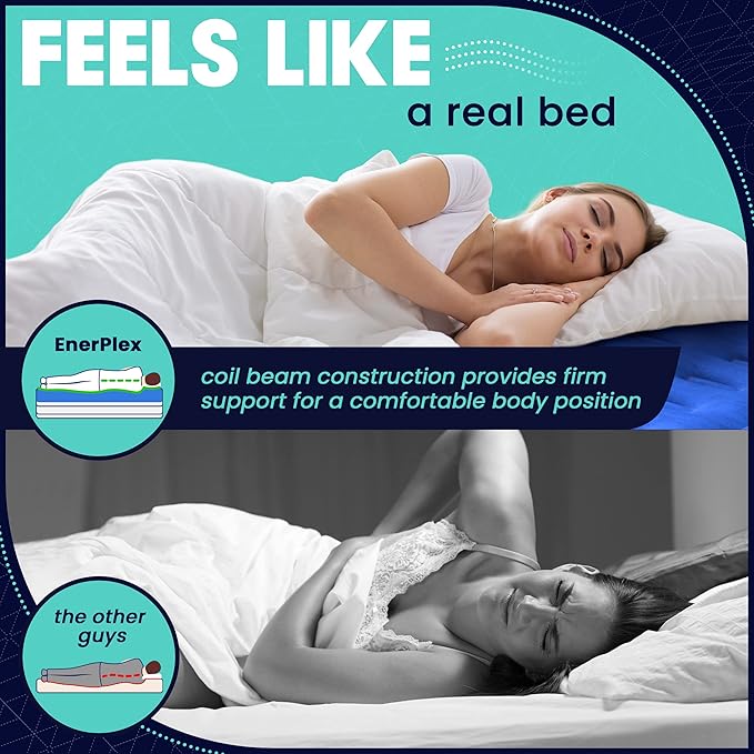 EnerPlex Camping Air Mattress with Built in Pump - Twin Blow Up Mattress for Travel Guests - Portable Bed for Adults and Kids - Blue Open Box