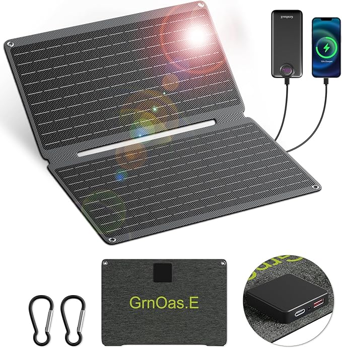 20W Portable Foldable Solar Panel withUSB, Type-C Outputs, Monocrystalline Silicon, ETFE Coating, IP67 Waterproof – Perfect for Phones, iPads, Power Banks, Camping, and Off-Grid Use!