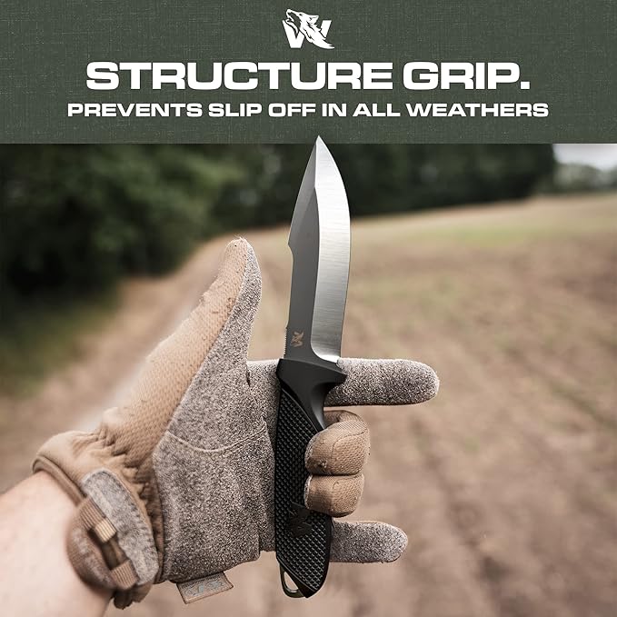 WOLF-II Full Tang Survival Knife - Strong Tactical Fixed Blade - D2 Steel - Bushcraft, Camping & EDC Outdoor Knife with TPE Handle and Multi Lok Sheath