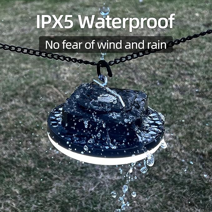 Tent Light Hanging for Camping,Bright LED Rechargeable Portable Lantern for Vendor Booths,Waterproof Outdoor Lights with Battery Power, Camp Lamp Light with Magnet for Outdoor Glamping(Black)