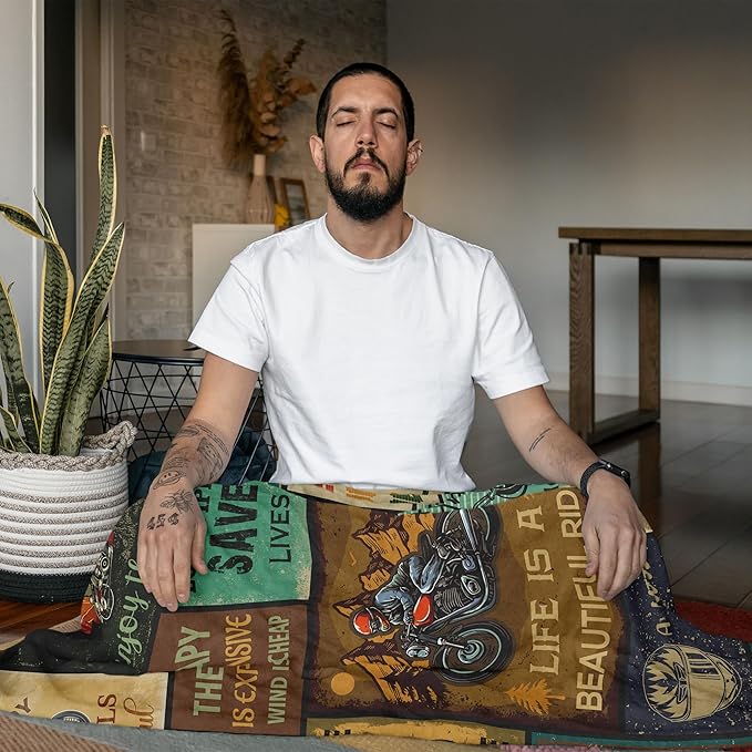 Motorcycle Gifts for Men, Harley Davidson Gifts for Men, Motorcycle Blanket 60"x50", Best for Motorcycle Riders/Lovers/Enthusiasts