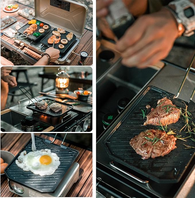 Naturehike Camping Frying Pans Nonstick With Folding Handle, Square Portable Grill Pan for Cooking, Cookware Lightweight Skillet for Indoor & Outdoor Grilling, Backpacking Picnic Hiking(7.7*8.9 inch)