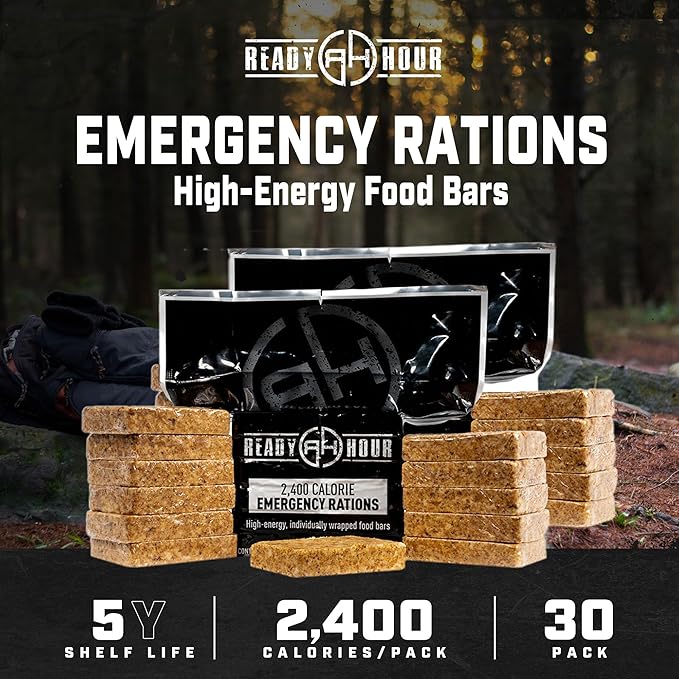 Ready Hour 2,400 Calorie Emergency Ration Bars (30-Pack), 72,000 Total Calories, Ration Emergency Food, High Calorie Meal Replacement and Camping Survival Food