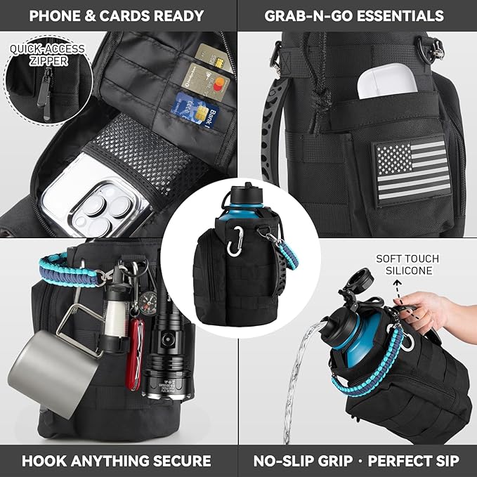 KXIAOCHEN Insulated Water Bottle, Stainless Steel Water Bottle, 2 Lids (Straw and Handle Lid),Wide Mouth Metal Water Bottles Keep Hot and Cold, Double Walled, Thermo Mug, Metal Canteen