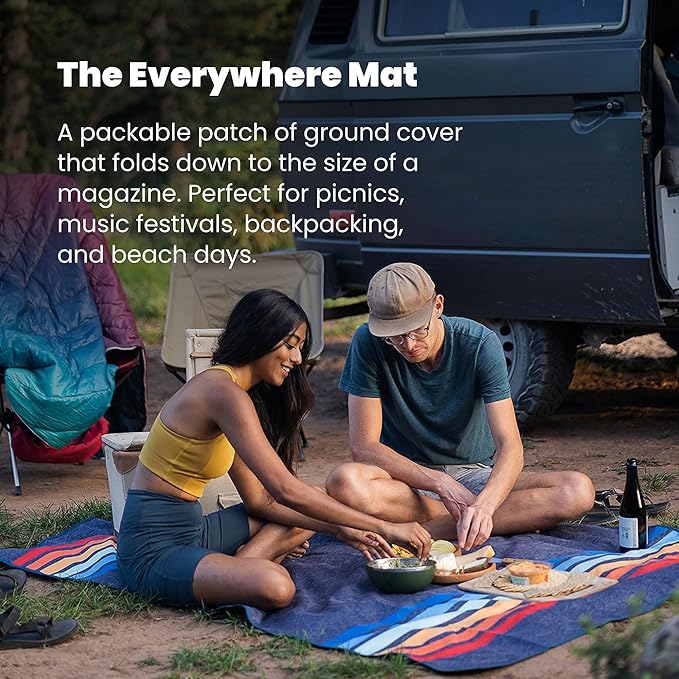 Rumpl Everywhere Mat, Waterproof Picnic Blanket and Ground Mat for Camping, Hiking, and Picnicking, 52x75 Inches, Rustic Abstraction