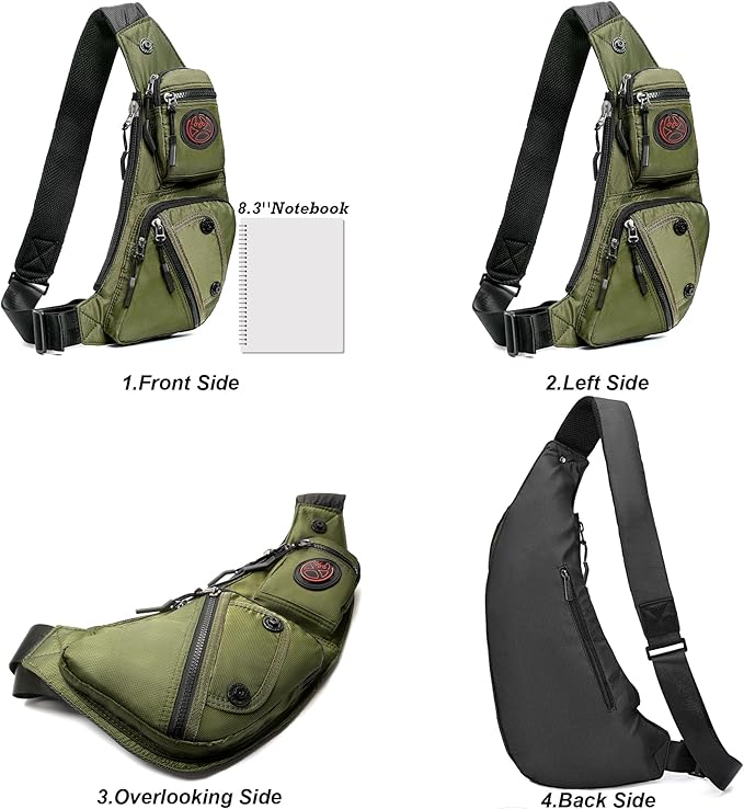 NICGID Sling Bag Chest Shoulder Backpack Crossbody Bags Casual Daypack for Men Women (Army green-2620N)