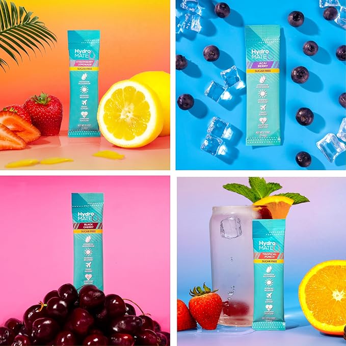 Electrolyte Powder Sugar-Free Hydration Packets Variety Pack HydroMATE 90 Sticks