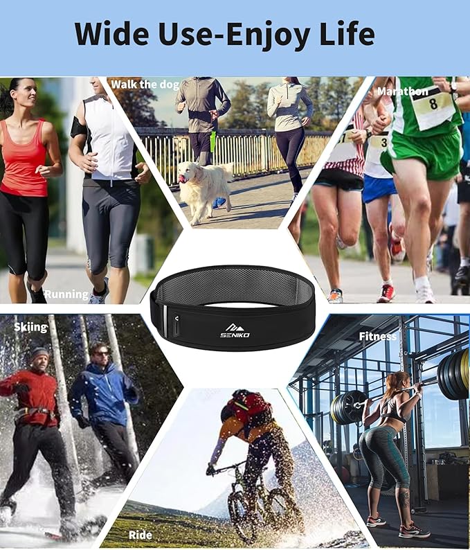 SENIKO Running Belt Hydration with Bottles,Fanny Pack Water Bottle Holder, Zipper Waist Pouch Fits Most phones,Zerobounce Design for Cycling Climbing Marathon (upgradation)