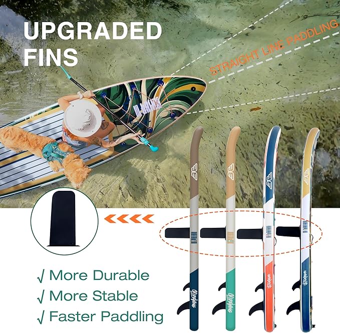 Niphean (Extra Large) Inflatable Paddle Board, SUP for 2+1 People/Family, Stand Up Paddle Board with (Beginner Friendly) StabilTrac Fin, Waterproof Phone Pouch, Paddle Boards for Adults, Gift Ideas