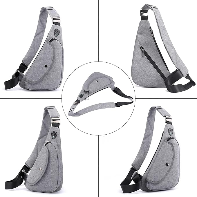 Peicees Sling Bag For Men Women Small Crossbody Backpack Shoulder Bag Man Purse Chest Bag For Hiking Travel