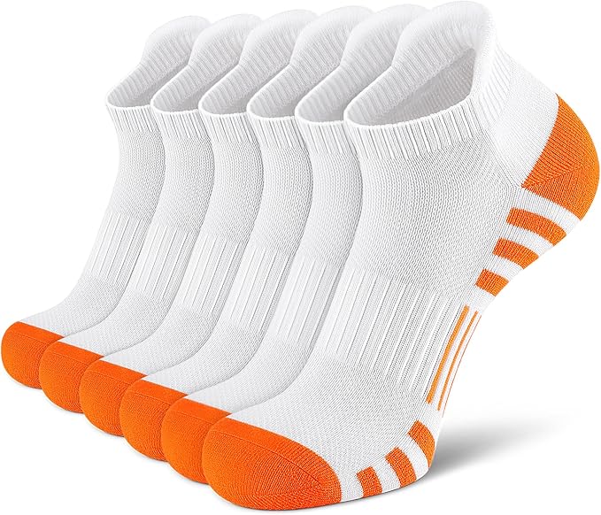 Airacker Ankle Athletic Running Socks Cushioned Breathable Low Cut Sports Tab Socks for Men and Women (6 Pairs)