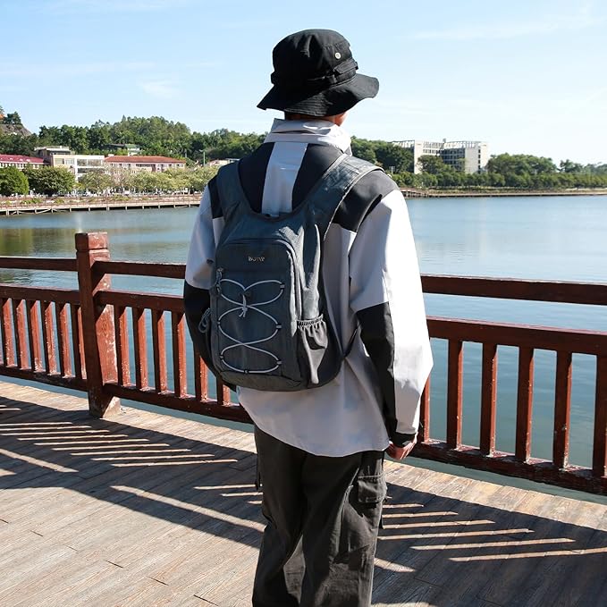 BOVIP 20L Hiking Backpack Lightweight Packable Hiking Daypack Small Travel Outdoor Foldable Shoulder Bag Gray