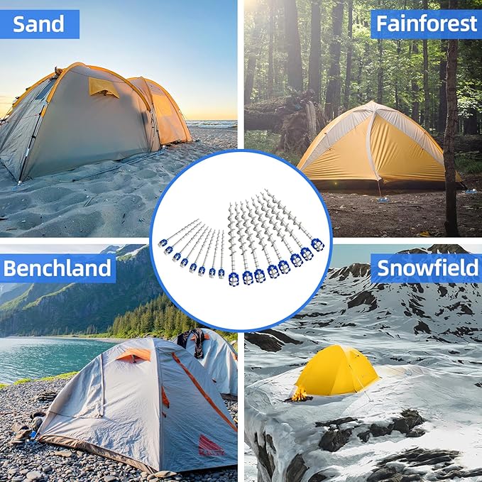 Homeon Wheels 16 Pcs Aluminum Ground Anchors, Non-Rust Cast Tent Stakes Heavy Duty Metal Tent Stakes Pegs for Securing Animals, Tents, Canopies, Sheds, Car Ports, Swing Sets Outdoors Beach