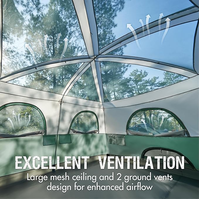 PORTAL 8 Person Tents for Camping, Easy Setup Cabin Tent with Large Porch, 2 Room, Waterproof Family Camping Tent for Outdoor Camping, Patio