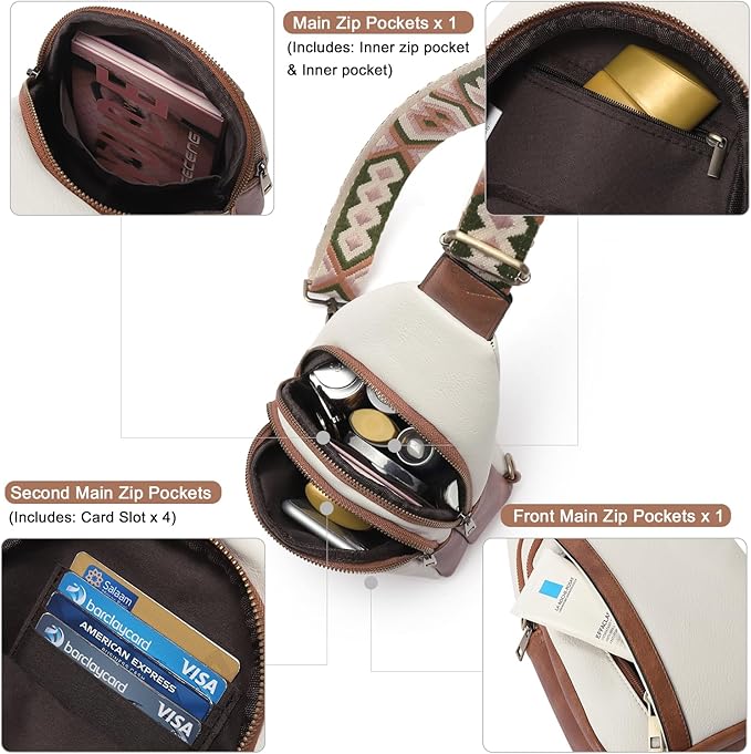 CLUCI Crossbody Bags for Women Men,Leather Sling Bag Cross Body Backpack for Woman Gifts for Women Birthday Unique