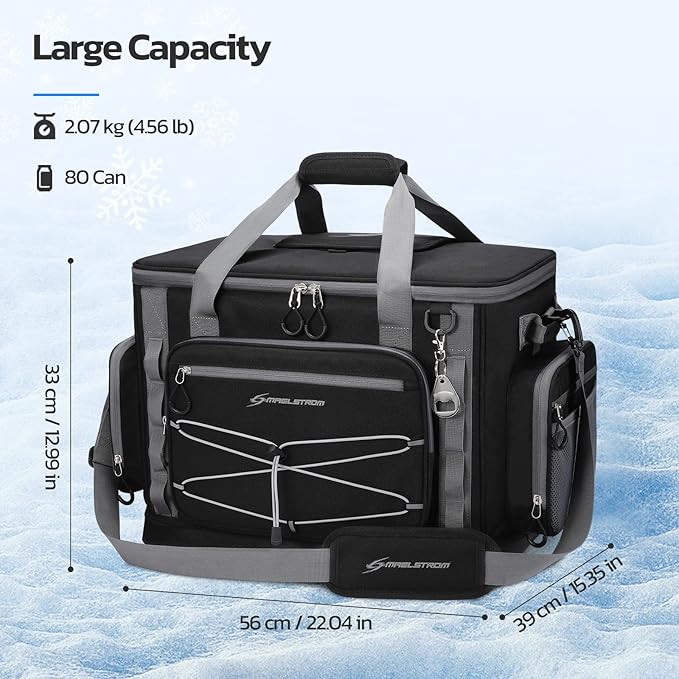 Maelstrom Soft Sided Cooler Bag, 30/40 Can Collapsible Insulated Ice Chest, Large Leakproof Camping & Travel Cooler for Kayaking & Beach