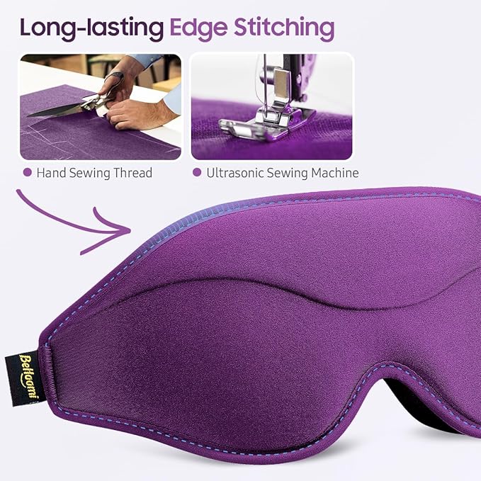Sleep Mask, Premium Eye Mask for Sleeping, 3D Ergonomic Designed Sleeping Mask, Upgraded Light Blocking & Blindfold Sleep Masks for Women, Men (Purple)
