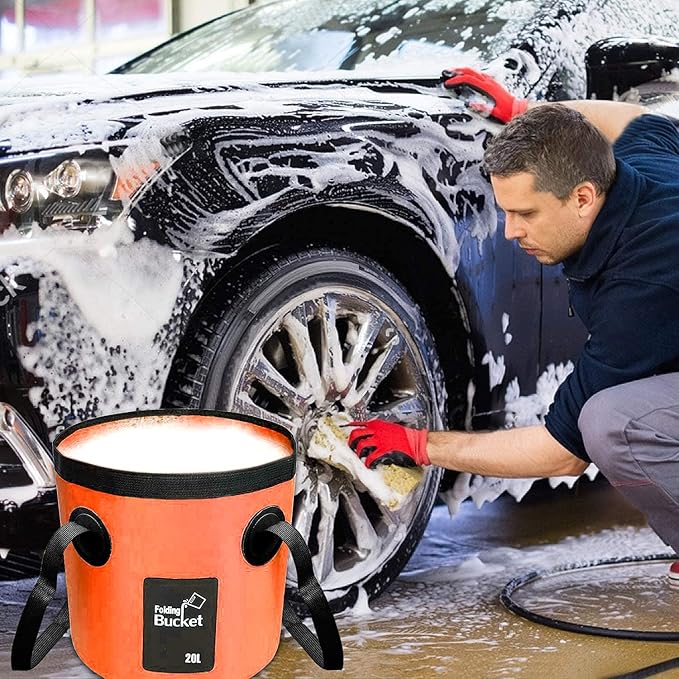 Esthesia Collapsible Bucket, 5 Gallon Portable Folding Water Container for Travelling, Camping, Hiking, Fishing, Gardening