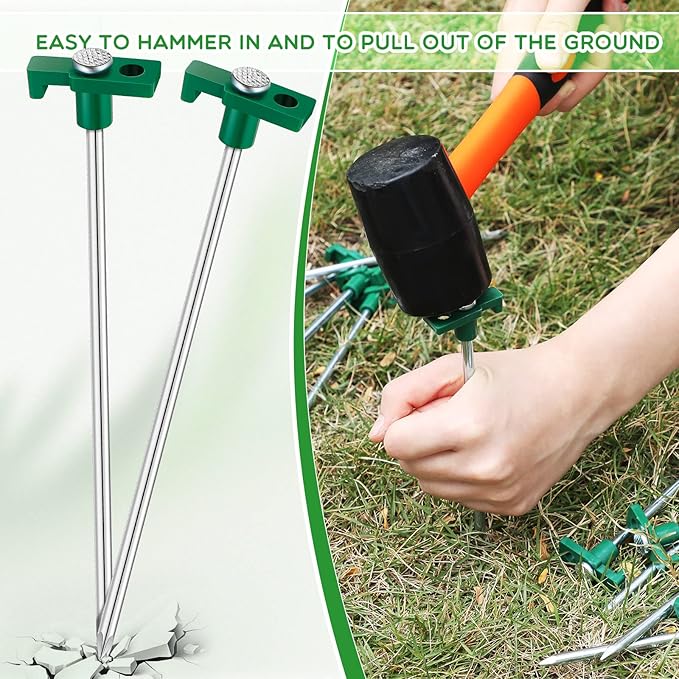 Shimeyao 10" Tent Stakes Camping Heavy Duty Stakes Bulk Metal Ground Pegs Camping Spikes Galvanized for Outdoor Pitching Canopy