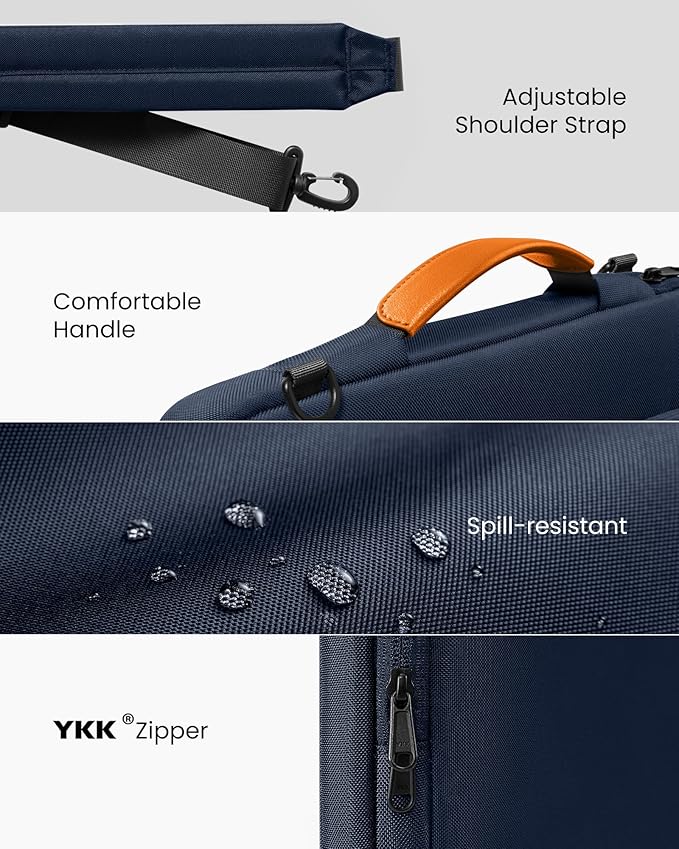 tomtoc 360 Protective Laptop Shoulder Bag for M4 MacBook Pro 16-inch M3/M2/M1 Pro/Max 2024-2019, The NEW RAZER BLADE 15/16, Dell Inspiron 16 Laptop, Water-Resistant Accessory Case