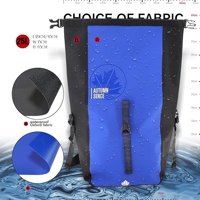 Dry Bags Waterproof Backpack, Waterproof backpack for Water sports,boating,Floating,hiking, camping and other outdoor activities 25L.(Blue)