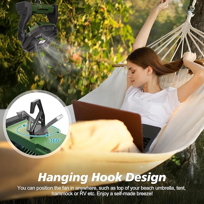 Portable Fan Rechargeable, 25400mAh Cordless Battery Powered Fan with LED Lantern, USB C Battery Operated for Travel Bedroom Home Camping Tent Office Beach Desk Fishing Table